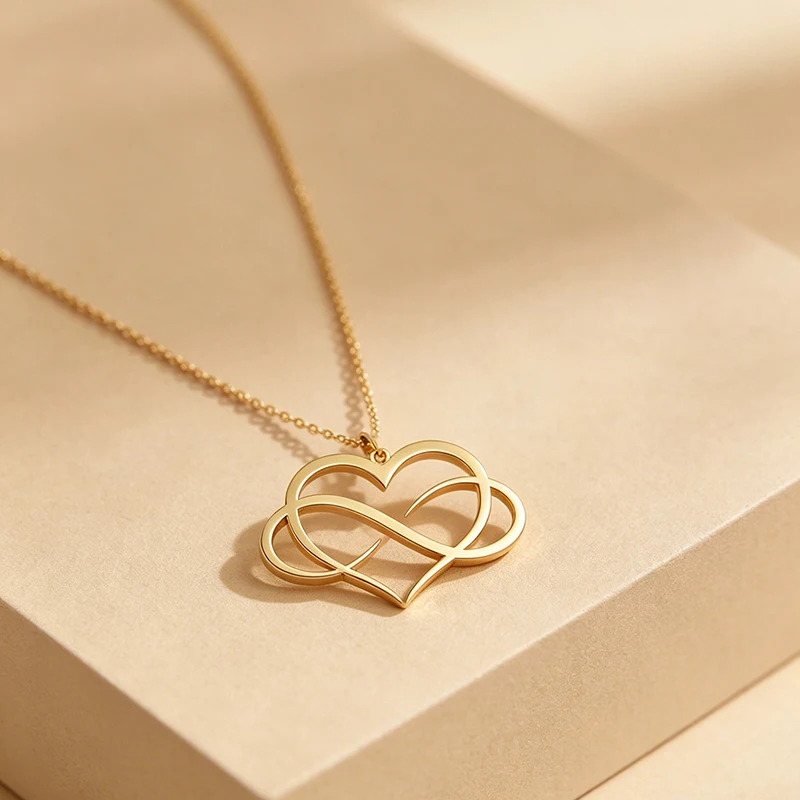 Edelstahl-Halsketten mit Herz-Unendlichkeitssymbol-Anhänger, modische Halskette für Damen, Schmuck, Partygeschenke – Detail 5