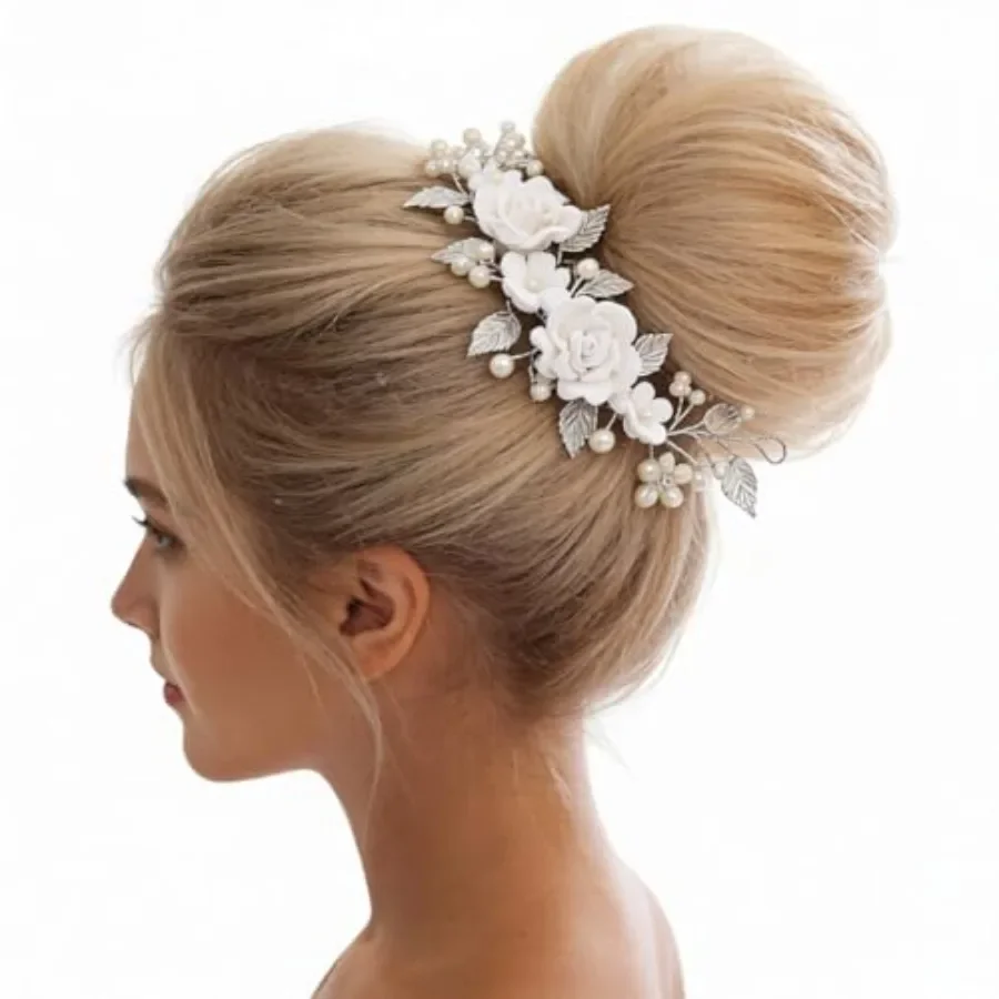 

Flower Bride Wedding Hair Piece Vine Flower Leaf Pearl Bridal Hair Piece Wedding Hair Accessories for Women and Girls