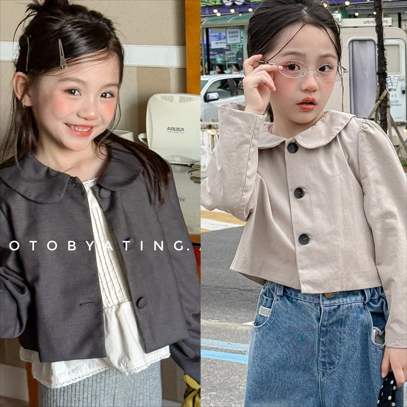Casaco Infantil Feminino 2026 Primavera e Outono: Nova Coleção de Roupas Infantis Estilo Coreano, Casaco Pequeno Elegante e Simples para Meninas