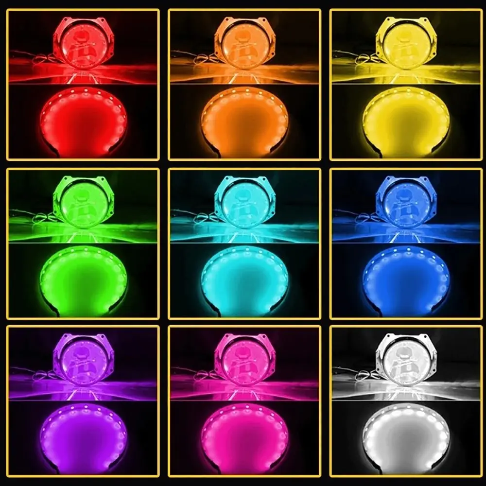 2Pcs/Set 360 Degree Car Motorcycle Headlights Modified Super Bright Demon Devil Eyes Light 12V Colorful Halo Rings