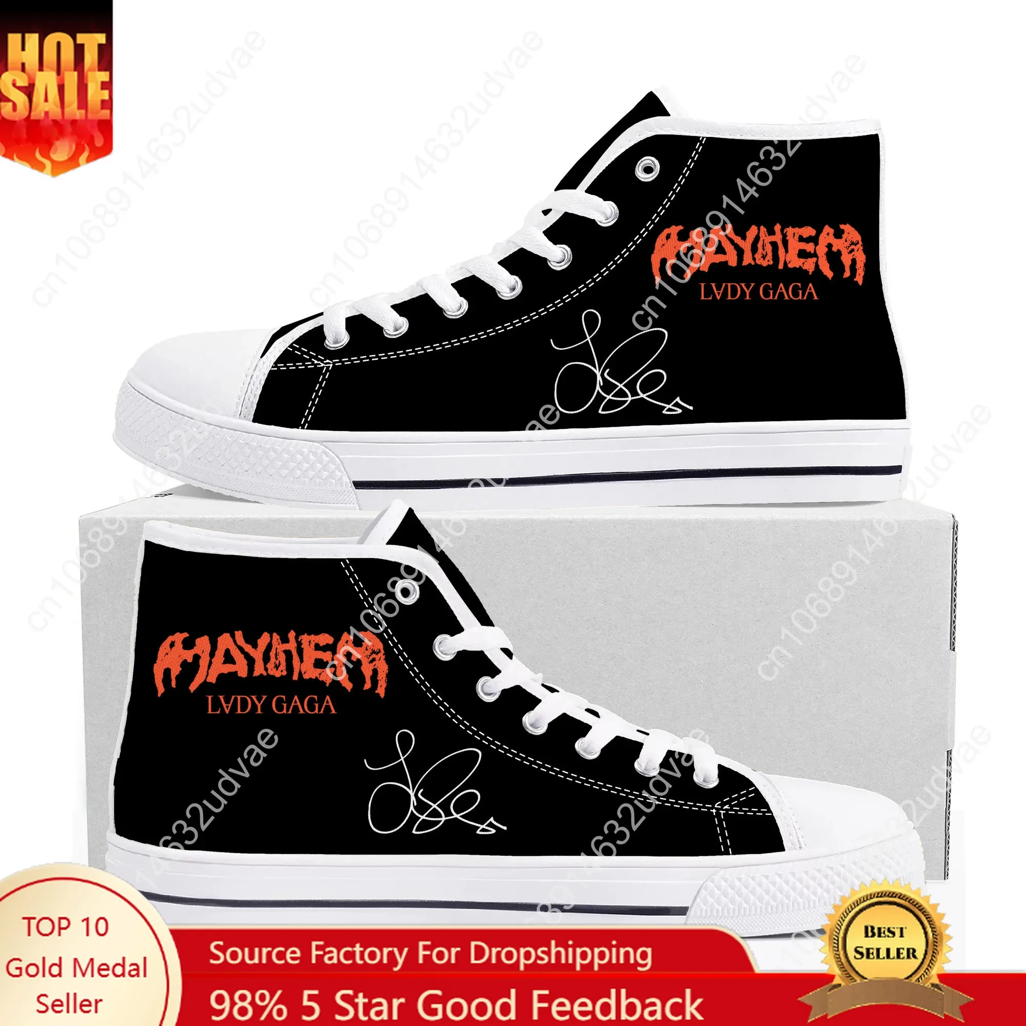 

Lady Gaga High Top Sneakers Mens Womens Teenager High Quality Canvas Sneaker 3D Print Casual Couple Shoes Personalized Shoe