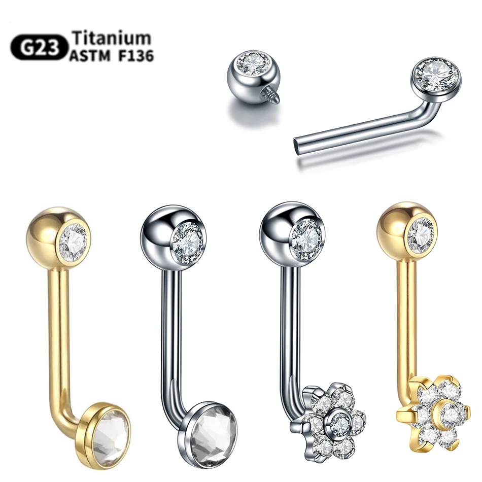 1PC Titanium Christina Vertical Hood Piercings Flower Lip Belly Navel Rings Sexy Shinny Vagina Genital VCH Eyebrow Body Jewelry