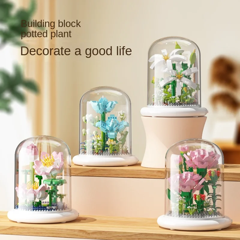 Building block flower eternal rose small particle building block assembly toy gift desktop decoration