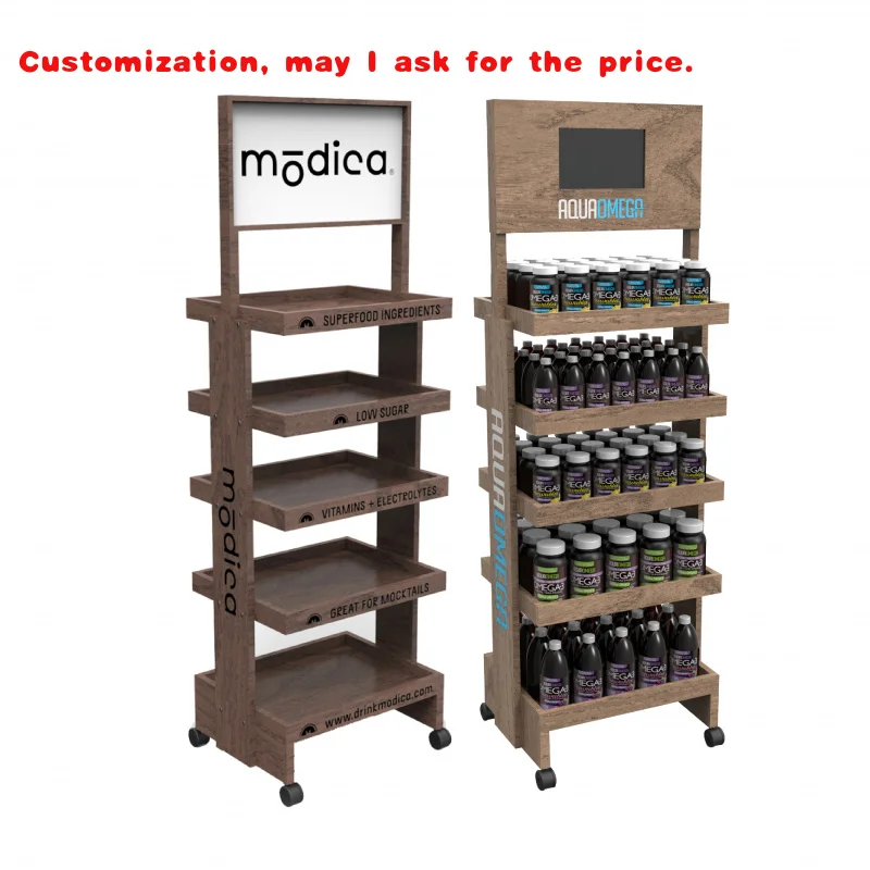 

custom.New Arrival Wood Beverage Bottle Display Rack Beer Floor Display Stand Grocery Store