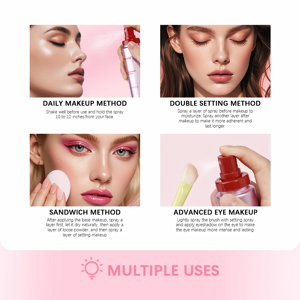 Mattifying Waterproof Setting Spray Glossy Matte Base Makeup Control Oil Non-Sticky Waterproof Make-up Fixer Spray for All Skin