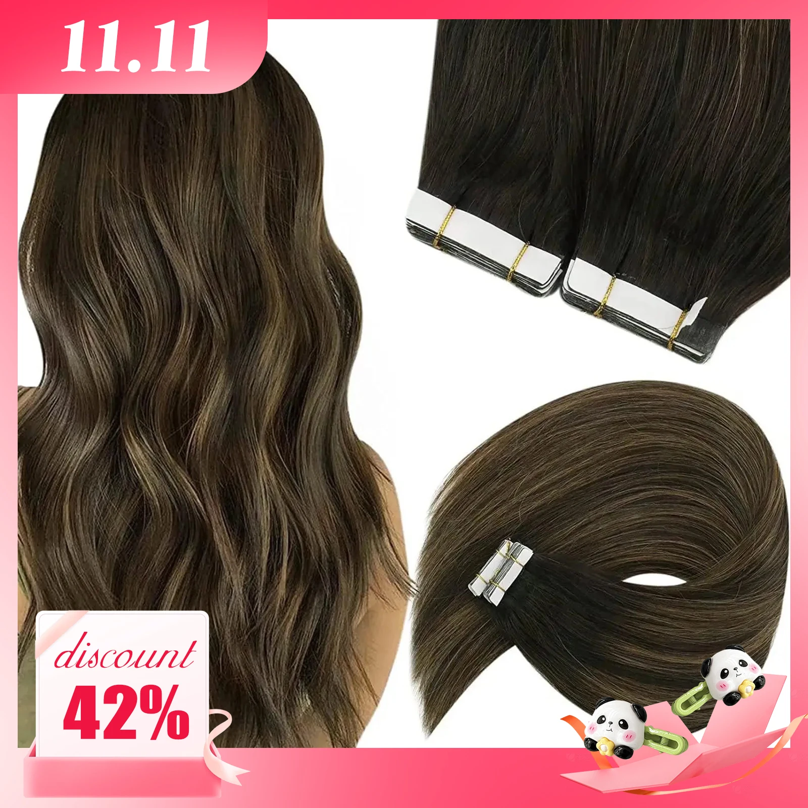 VeSunny เทปในส่วนต่อขยายผมมนุษย์14-24 "ธรรมชาติยาวตรงผมผู้หญิงบราซิลแท้100% มนุษย์