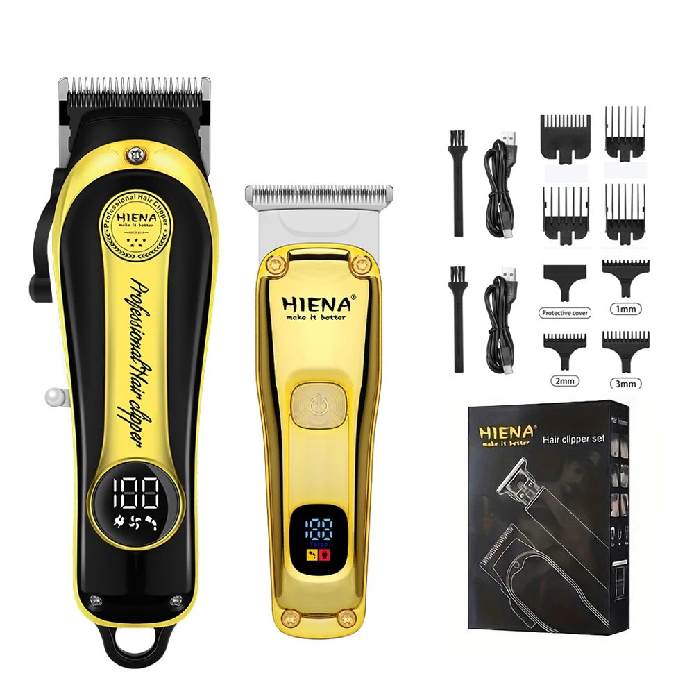 

Hair clipper Golden cordless home haircut two-piece set haircut professional electric clipper rechargeable trimmer for men