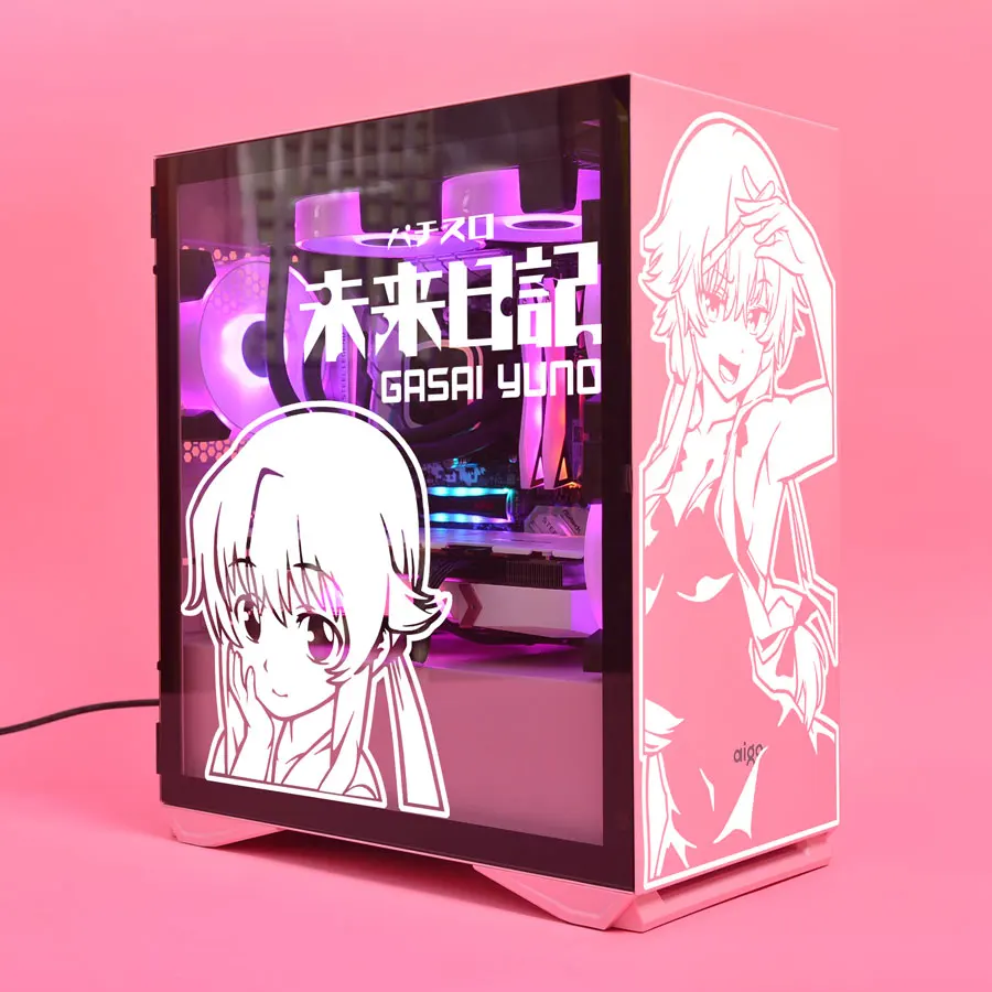Future Diary Anime Stickers for Atx PC Case,Cartoon Decor Vinyl Decals for Gaming Computer Chassis
