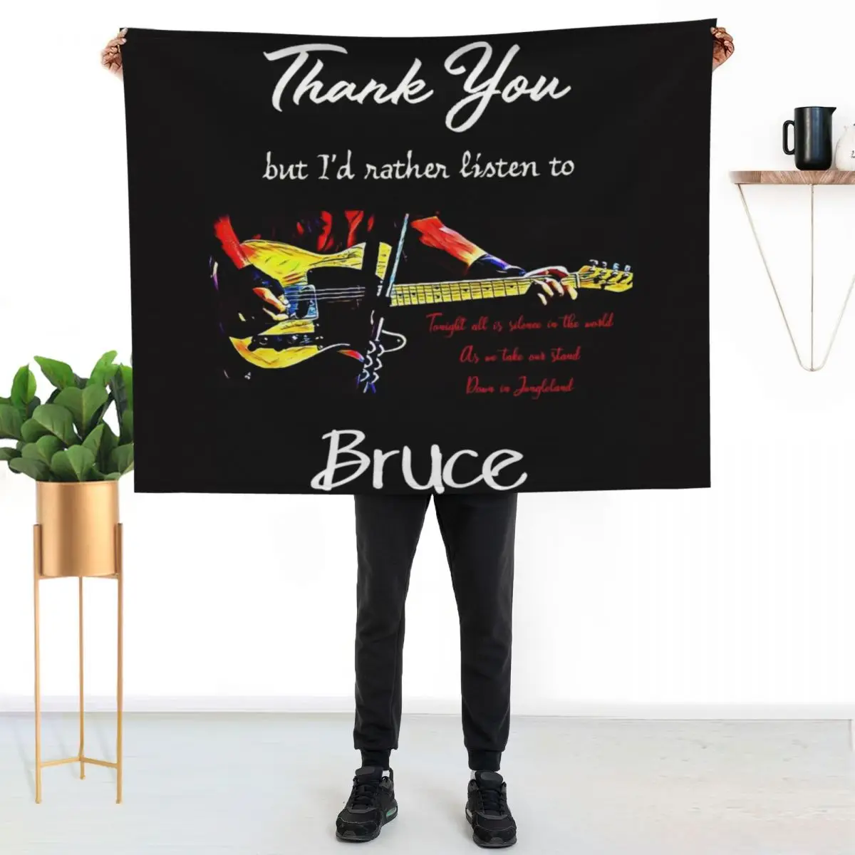 Thank You But I'd Rather Listen To Bruce. Jungleland Lyric Throw Blanket For Decorative Sofa Luxury Brand Picnic Beach Blankets