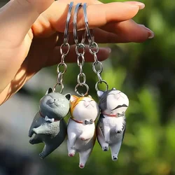 Cartoon Cat Shaped Pendant Keychain Kitten Cat Key Chain Creative Metal Animal Anime Keyrings Car Bag Trinket Accessories Gift