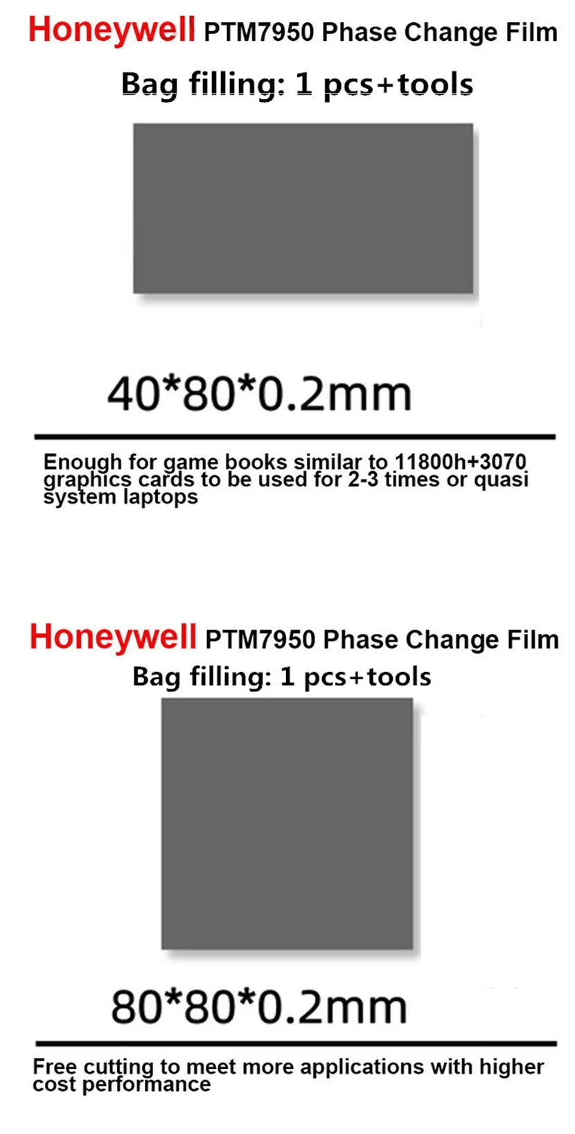 Honeywell PTM7950 Thermische Wärmeleitpaste, Phasenwechselmaterial, CPU, GPU, Notebook, Computer, Wasserkühlung, Kühlkörper, Radiator, Partner, 8,5 W/M-k – Detail 6