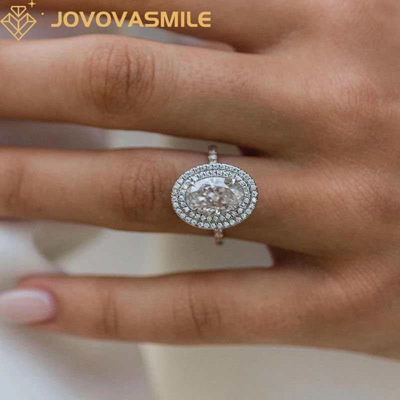 

JOVOVASMILE Moissanite Diamond Ring For Women 4.5ct 8x12mm Crushed Ice Oval Original 18k Pure Gold Wedding Rings Au750 Jewelry