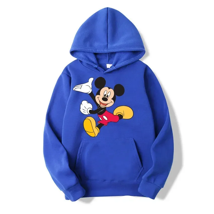 Male Sweatshirts Pocket Anime Mickey Mouse Cartoon Print Long Sleeve Clothing Cozy Streetwear Men Hoodies Autumn Winter Pullover