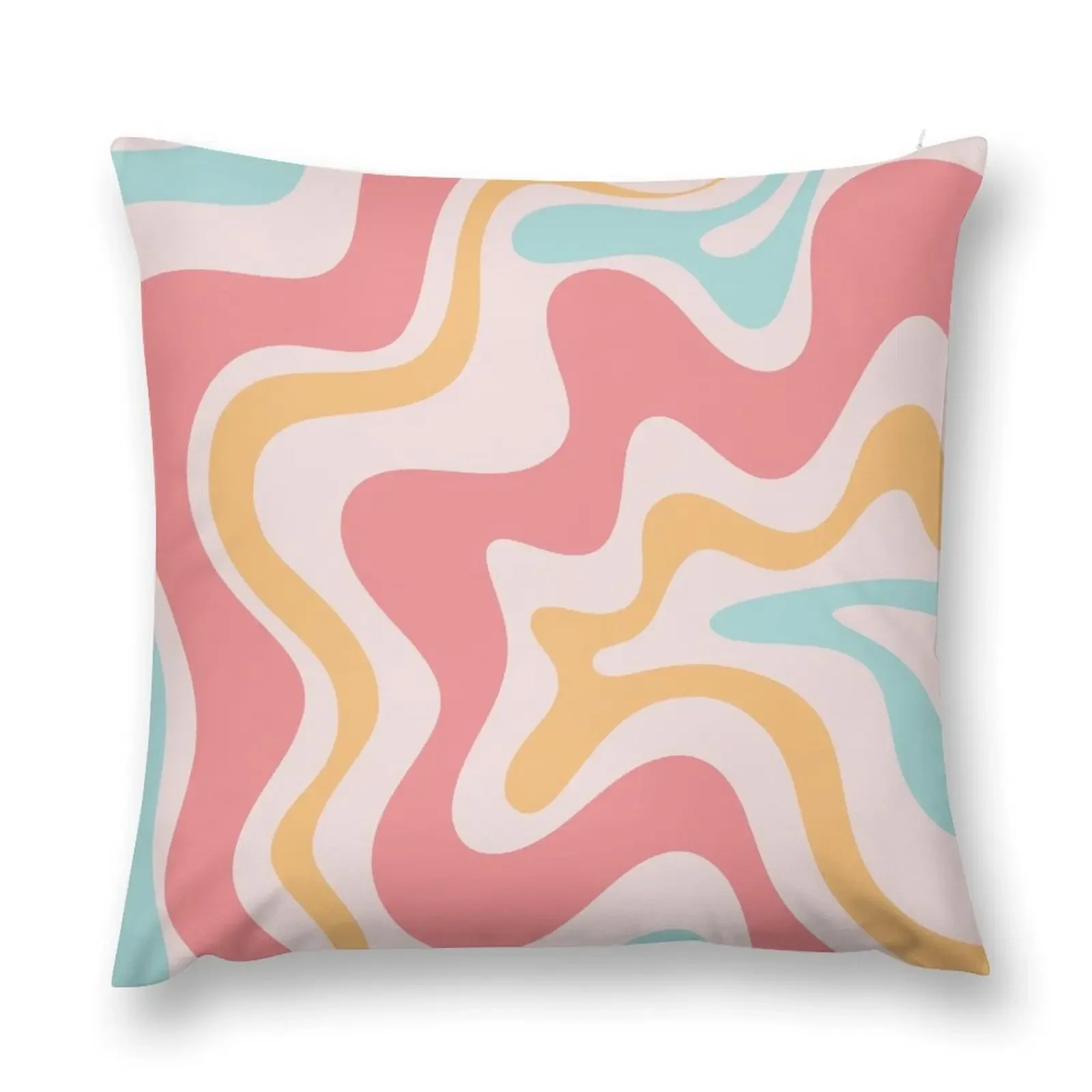 

Retro Liquid Swirl Abstract Pattern Blush Pink Mustard Aqua Throw Pillow Christmas Pillow Pillowcases Bed Cushions pillow