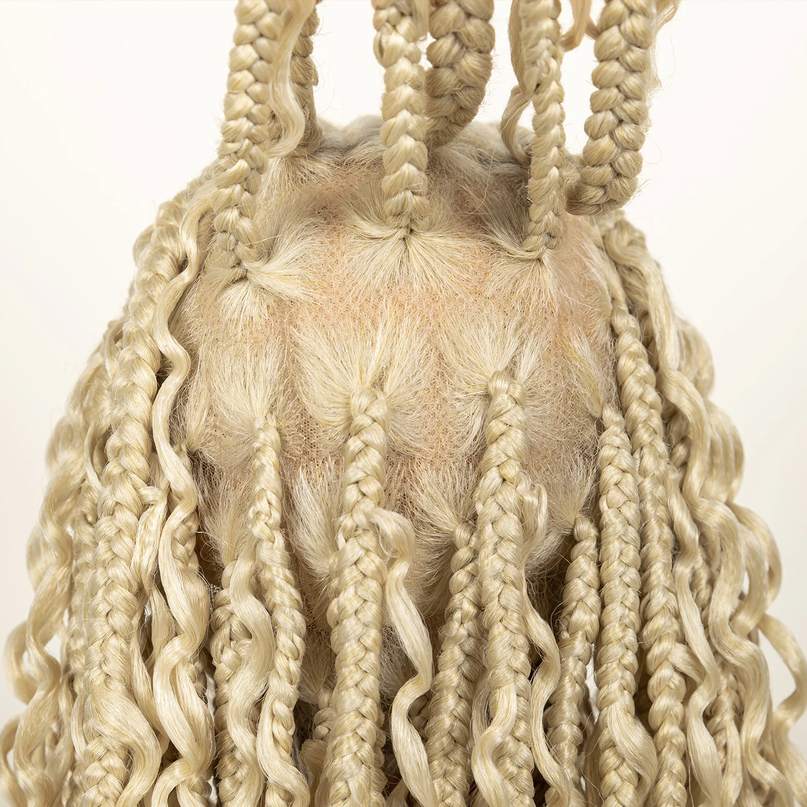 Synthetische Cornrow gevlochten pruiken halve vlechten halve Boheemse pruik 613 #   voor zwarte vrouwen knooploze modepruik stijlvol 20 inch