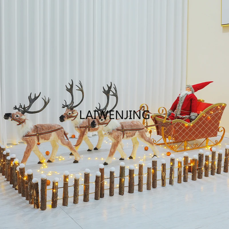 MJY Santa Deer Pull Car Large Sleigh Car Mall Christmas Scene Cloth