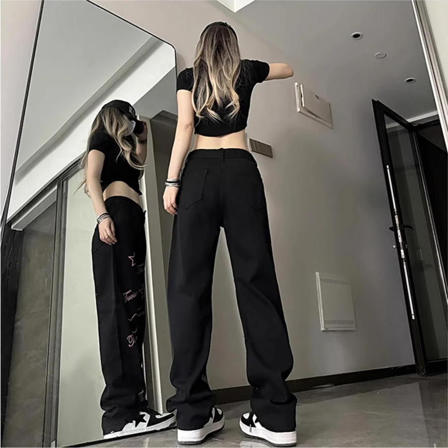 Neue frühling herbst plus größe baumwolle marke weibliche frauen mädchen streetwear gerade jeans