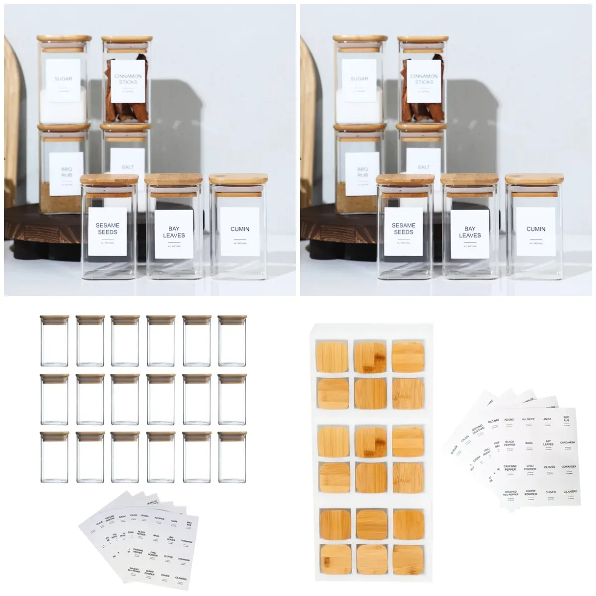 

Квадратная банка для приправ, 18 шт., 240 мл, бамбуковая стеклянная бутылка для специй