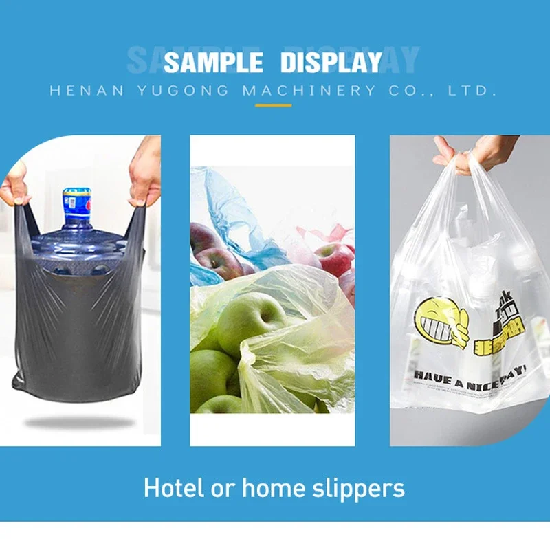 Automatic High Speed Double Four Line T-shirt Garbage Kraft Paper Bag Making Machine Biodegradable Plastic Bag Making Machine