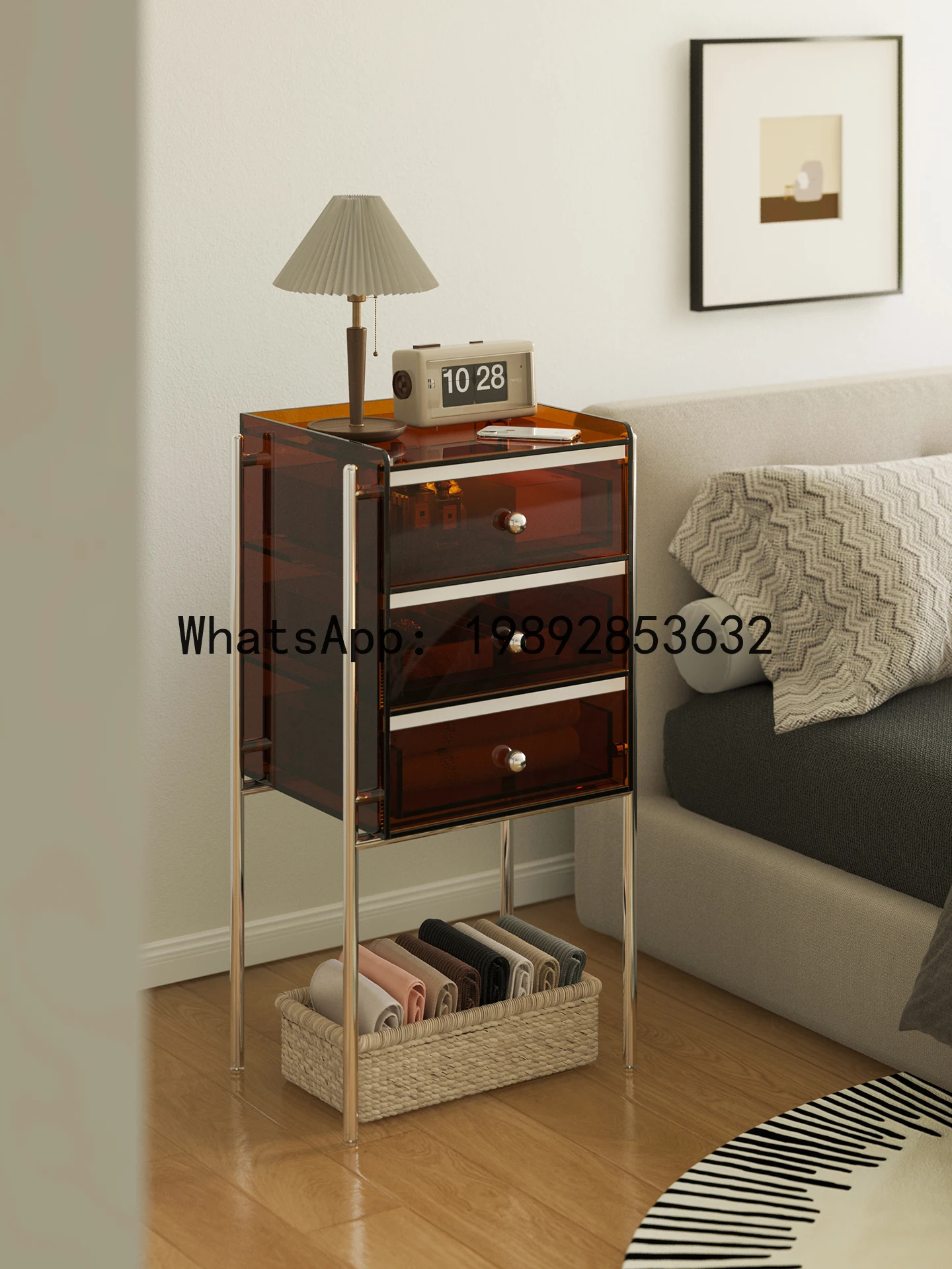 XL Drawer Cabinet Living Room Sofa Side Cabinet Vintage Bedroom Nightstand