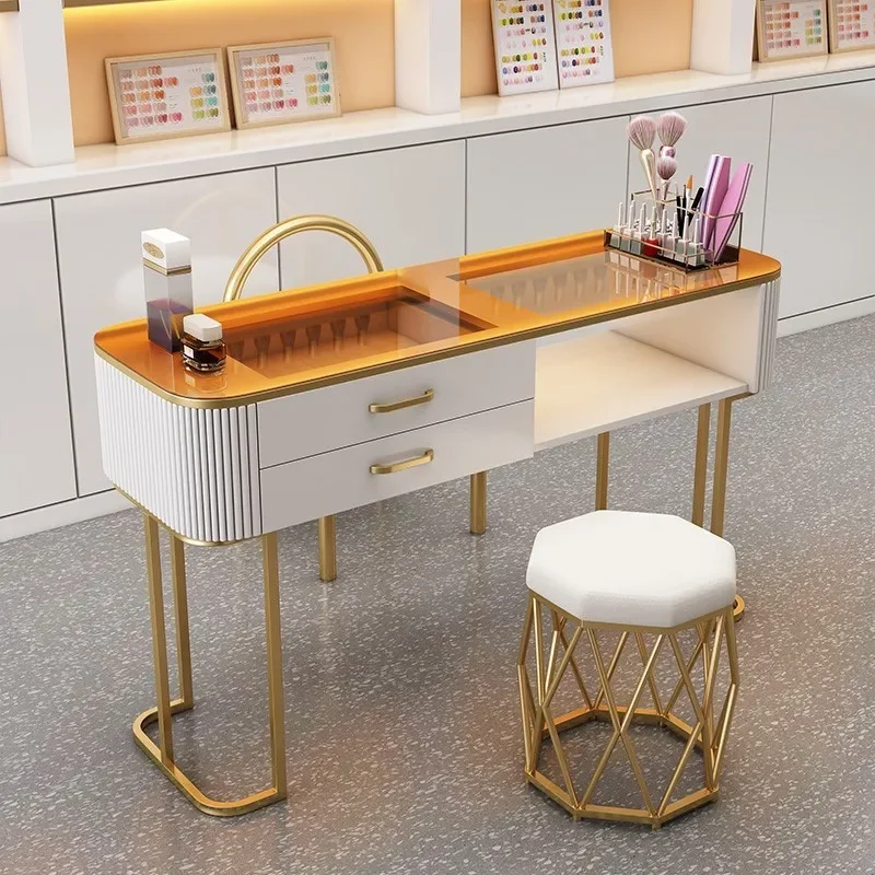 Mesa de Maquillaje y Manicura Profesional para Salón de Belleza, Silla de Diseño para Uñas, Muebles para Salón de Belleza