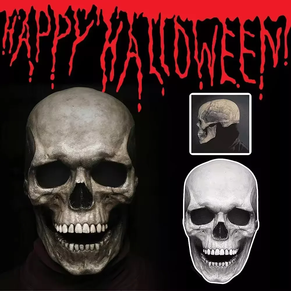 Halloween Full Head Skull Mask Horror Hat Trick Game Prop Adult Anime Cosplay Helmet Carnival Skeleton All Inclusive Headgear