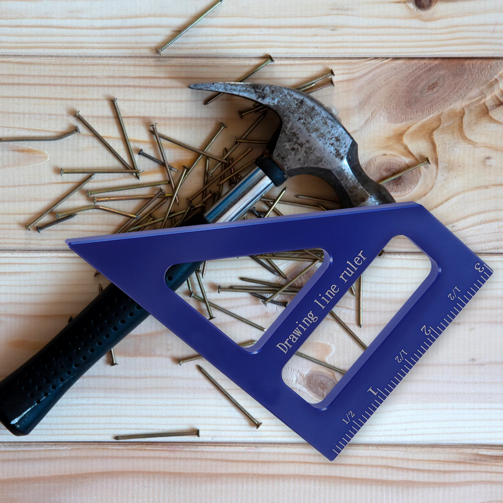 

Aluminum Alloy 45° 90° Scribe Square Tool Blue Imperial Scale Ruler Multi Function Carpenter Measurement Accessories
