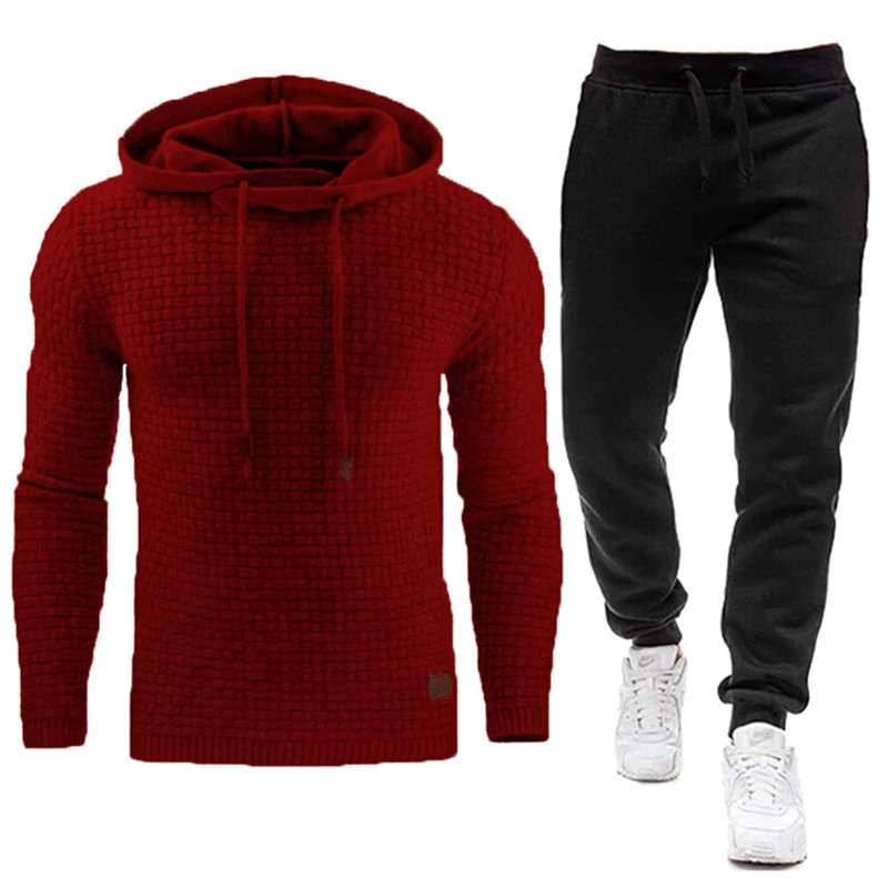 Spring Autumn Men Tracksuit Casual Set Male Joggers Hooded Sportswear Jackets+Pants 2 Piece Sets Hip Hop Running Sports Suit 3XL