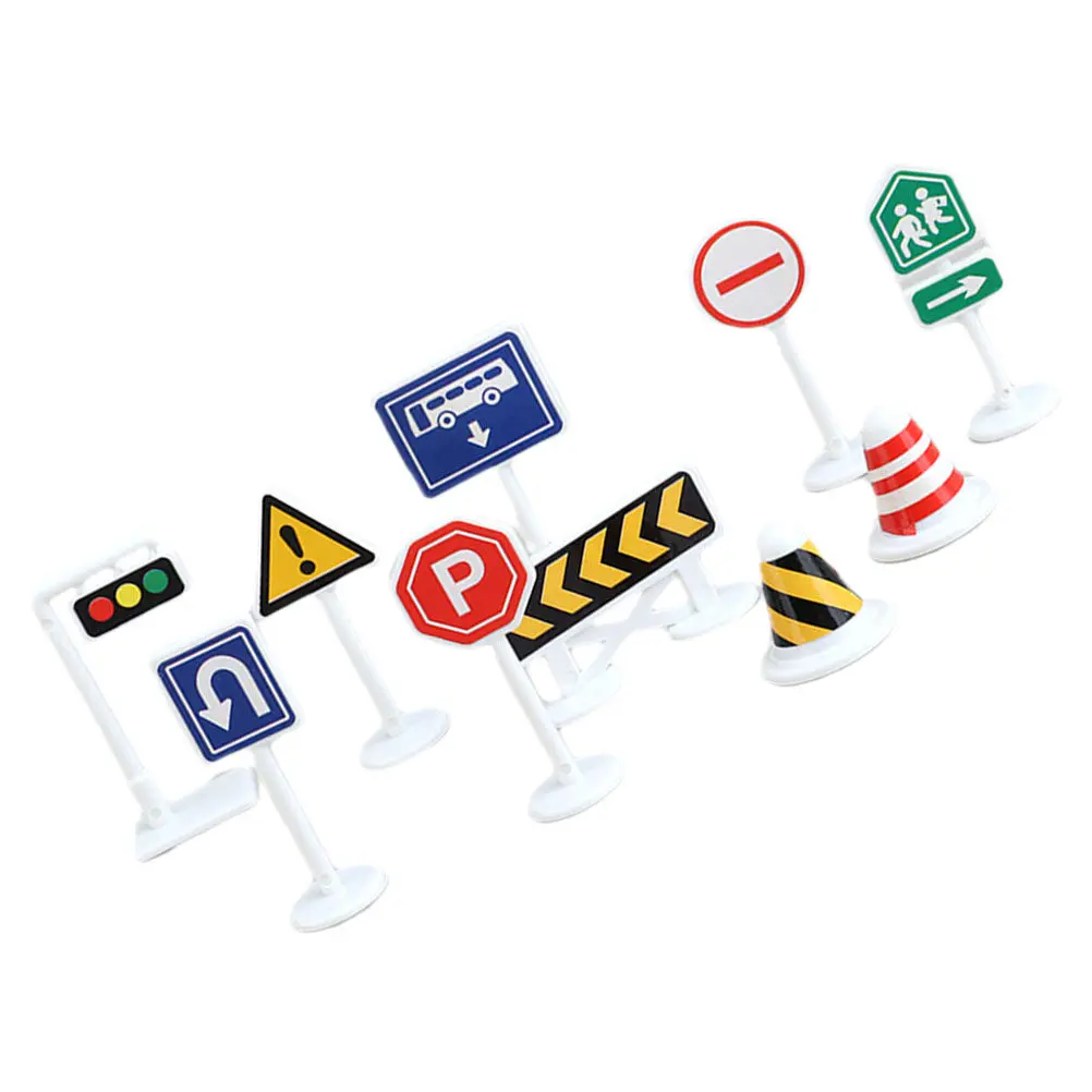 

10Pcs Traffic Cognition Mini Barricade Signs Educational Road Block Simulation for Kids Parent Child Interaction