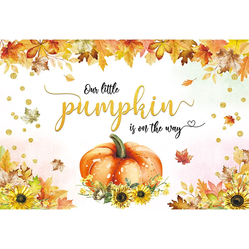 Mehofond Autumn Pumpkin Themed Baby Shower Backdrop Our Little Pumpkin Is on The Way Birthday Party Decor Photography Background