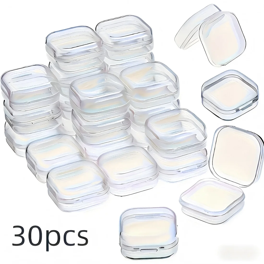 30 Mini Cajas de Almacenamiento Transparentes con Tapas, Contenedores Apilables para Joyas, Pendientes, Pastillas, Cuentas, Manualidades