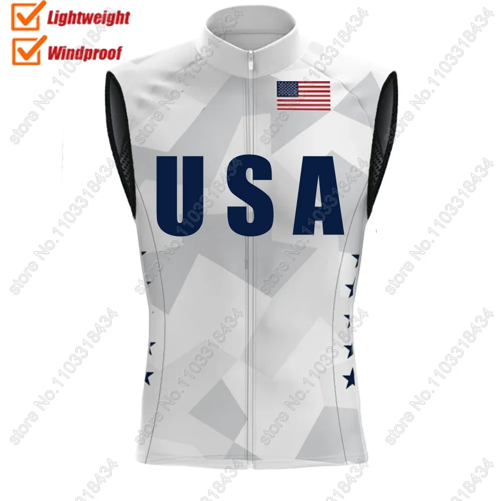 USA Team 2024 Wind Vest Windproof United States Cycling Vest Road Bike Jersey Sleeveless Clothes MTB Maillot Ciclisme