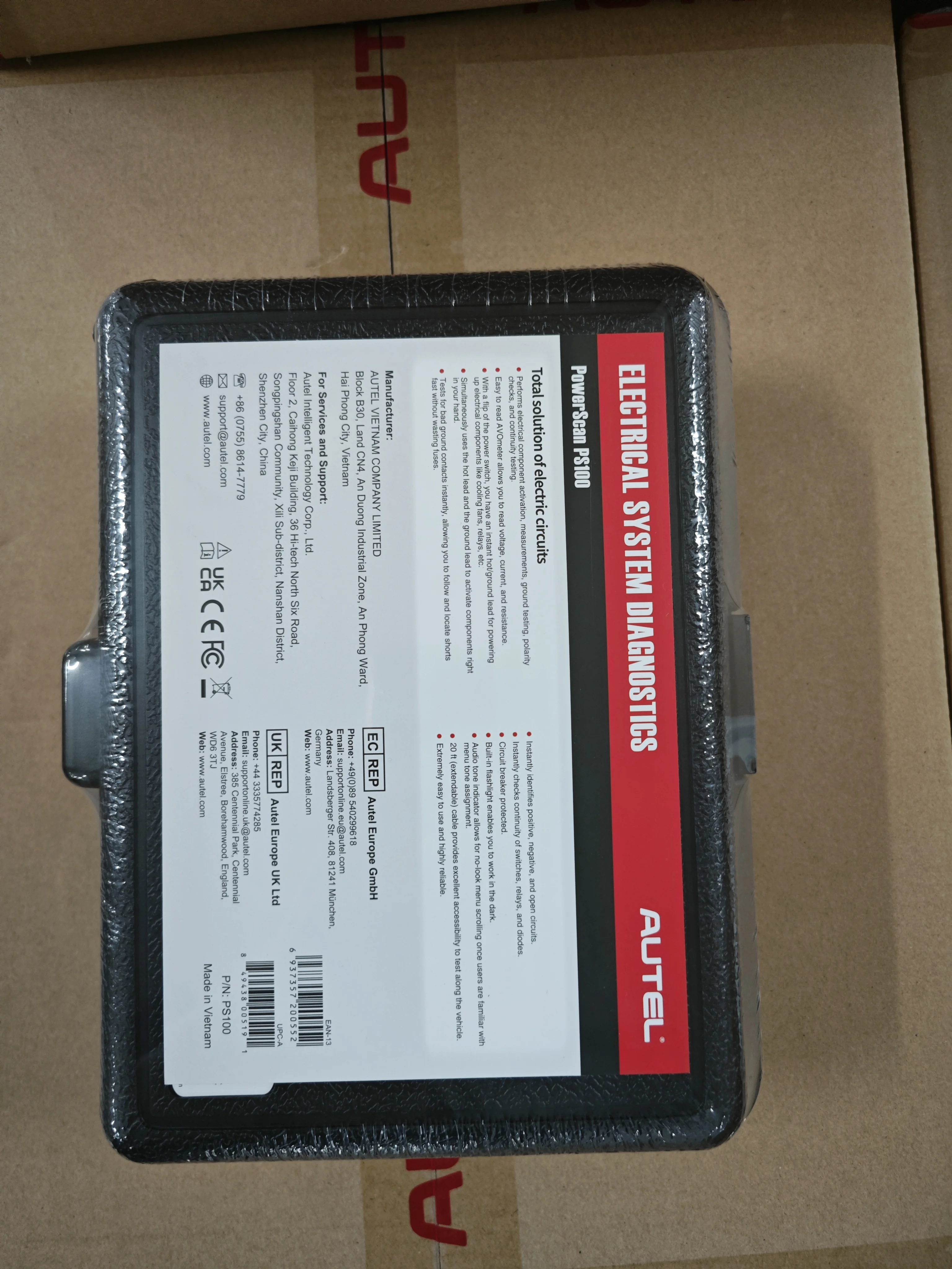 Autel PowerScanPS100 Automobil-Stromkreisprüfer 12-24V Stromkreis-Sondenwerkzeug Elektrischer Kurzschluss- und Offenkreis-Finder Testwerkzeug