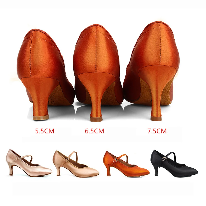 Zapatos de baile latino modernos para mujer, elegantes tacones de baile de salón, baile de graduación de satén, vals Social, Tango, Punta cerrada, zapatos de Salsa