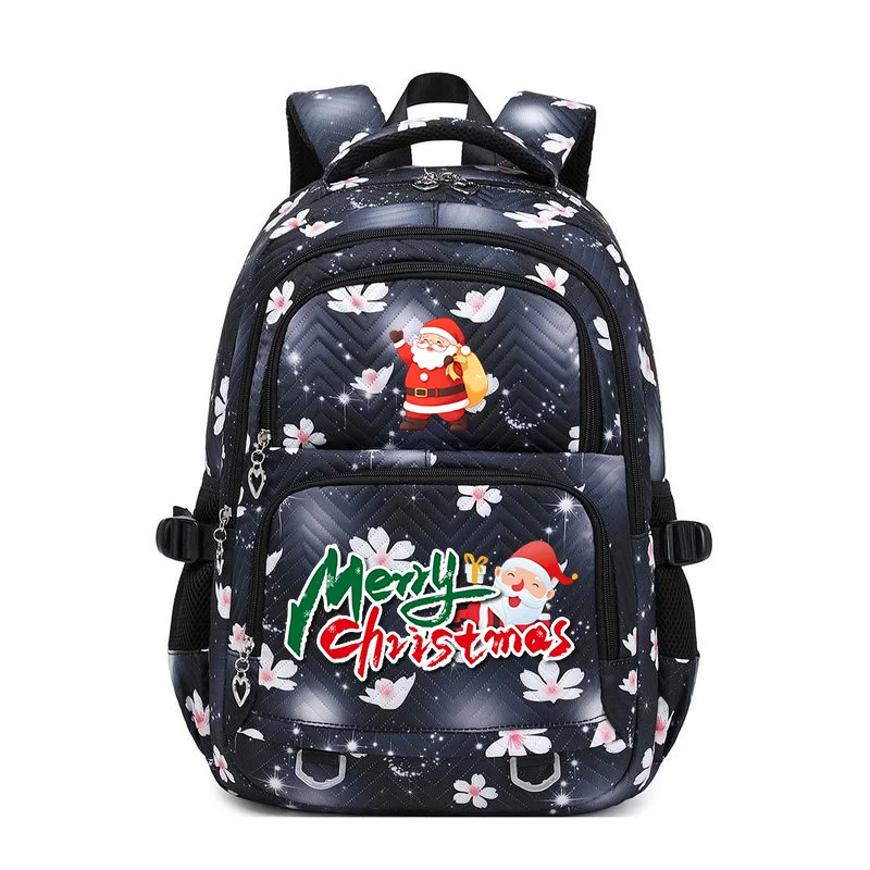 

Женский рождественский водонепроницаемый рюкзак большой вместимости, прочный, с несколькими карманами, повседневный студенческий рюкзак для ноутбука, дорожный школьный рюкзак