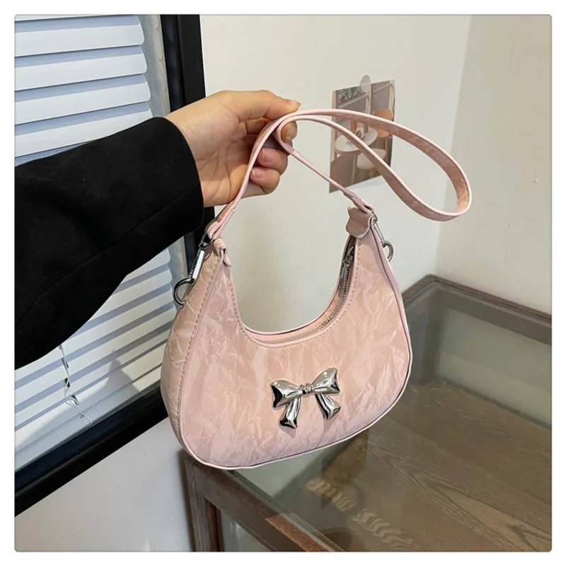 Single Shoulder Bag New Texture Trend Crescent Designer Luxury Handbags For Women High-quality Messenger Versatile Crossbody Y2k