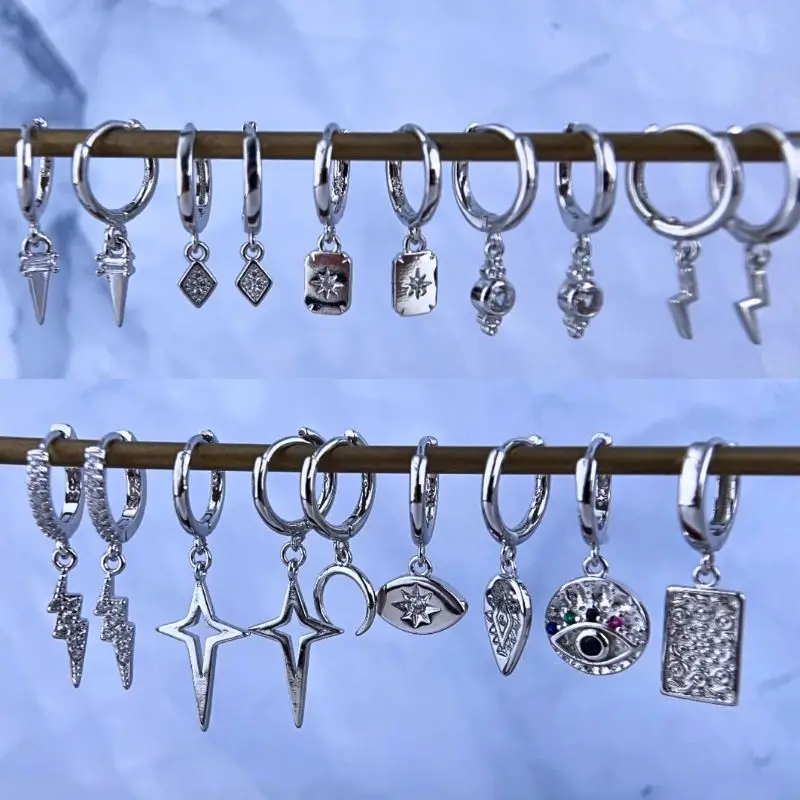 1 Paar hochwertige Silberohrringe der Serie 925 aus Sterlingsilber, luxuriöse Creolen, CZ-Ohrringe, Modeschmuck – Detail 5