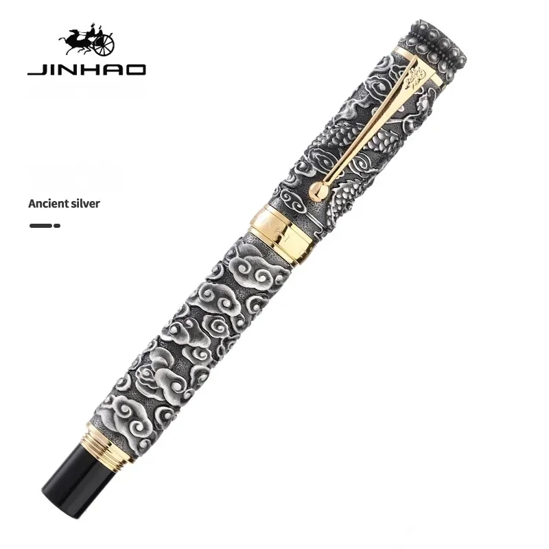 Imagem -03 - Jinhao Luxo Coluna Ornamental Dourada Caneta Fonte Coleção Requintada Caneta de Tinta Negócios Escritório Material Escolar Papelaria