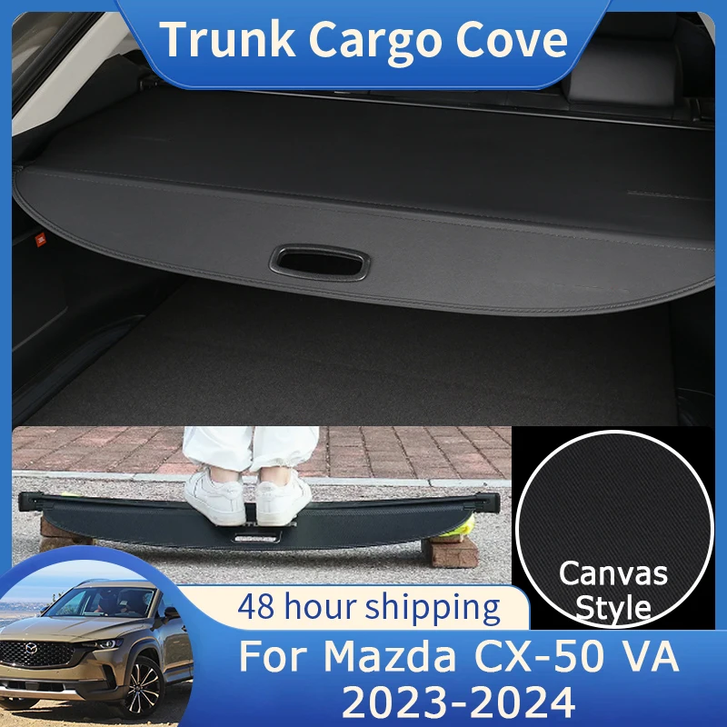 

For Mazda CX-50 VA 2023 2024 Rear Trunk Cargo Cover Shield Shade Organizer Storage Retractable Waterproof Curtain Accessories