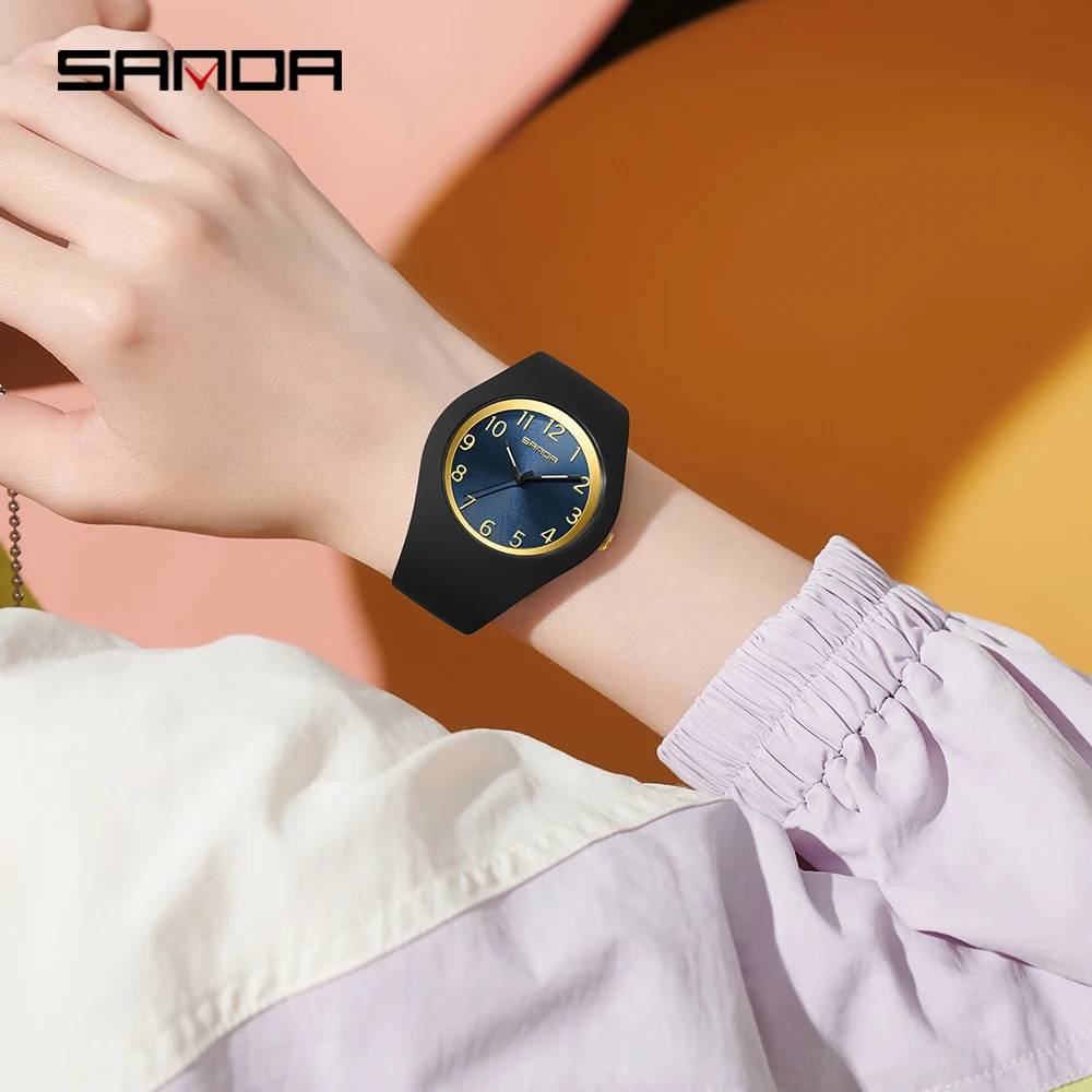 SANDA Fashion Ladies Children Quartz Watches for Boys Girls Kids Watch Waterproof Women Silicone Watchband Quartz Clock Gift