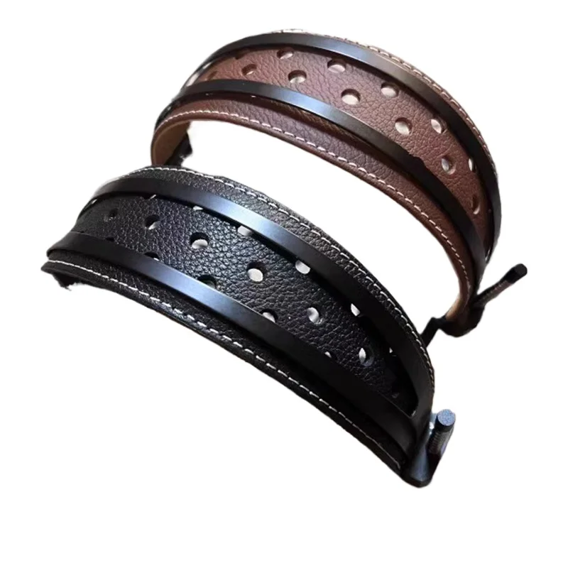 Replacement Repairing 100mm 110mm Headphones Headband Head Beam Cowhide Leather Metal Head Beam