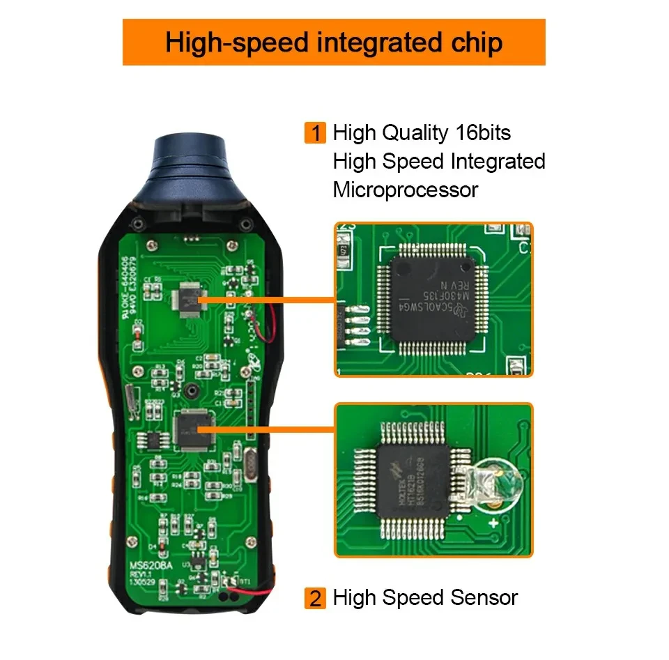 PM6208B High Pressional Non-Contact Digital Tachometer Rpm Speed Meter 50~99999RPM Max Speed Meter Rotation Tester