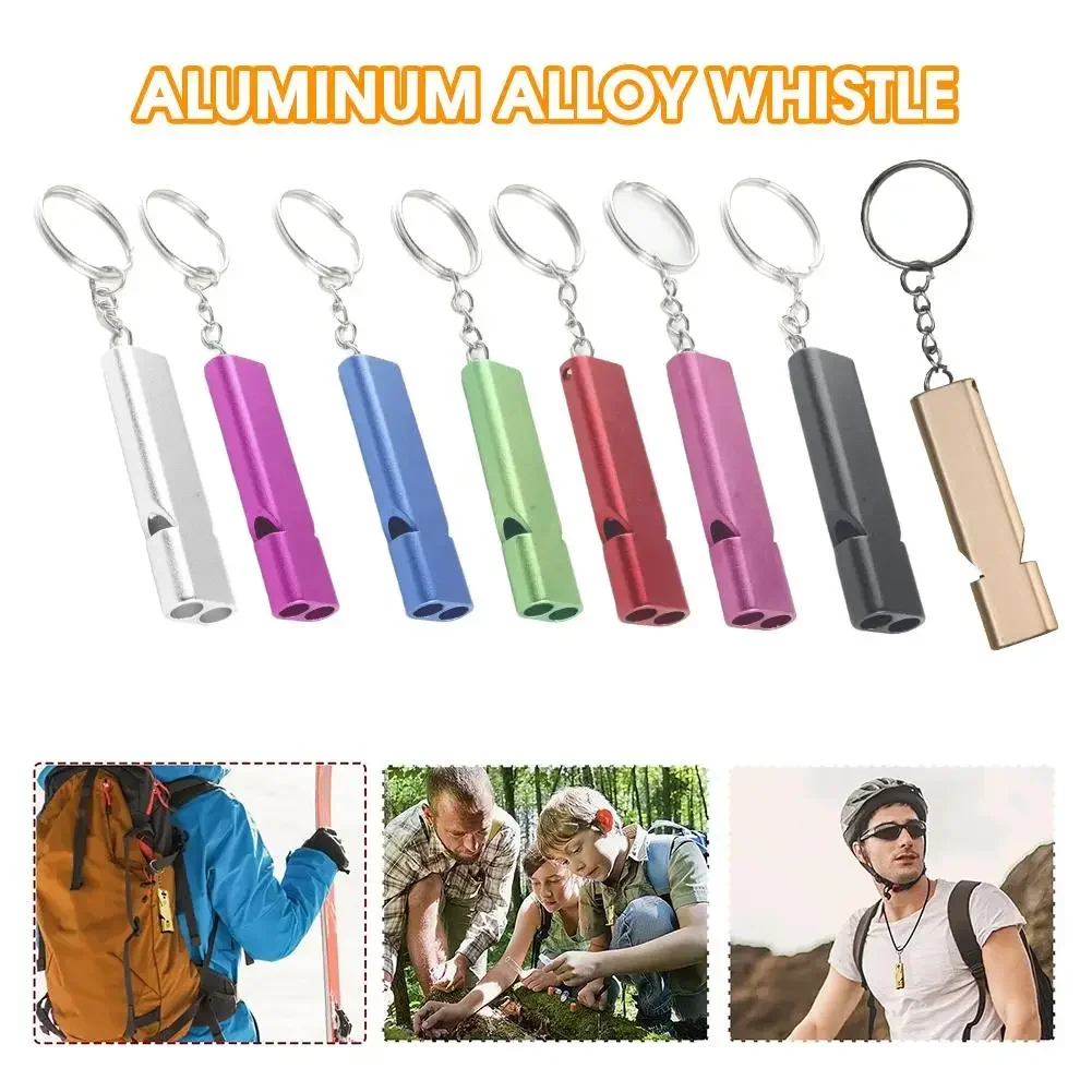 1-3PC Dual Frequency Survival Whistle Flat Metal Whistle for Outdoor Hiking Climbing Emergence Whistle Tools