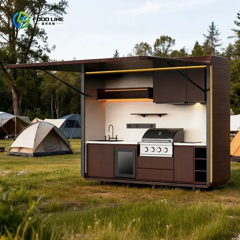 

Модульное всепогодное укрытие на заказ с уличной кухней-павильоном, оснащенное грилем и раковиной