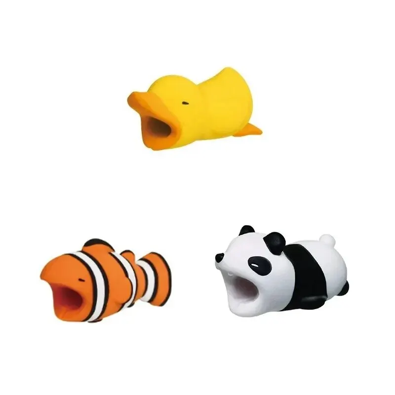 3pcs Cartoon Cute Animal Bite Bite Data Cable Protector Data Cable To Prevent Breakage Protector