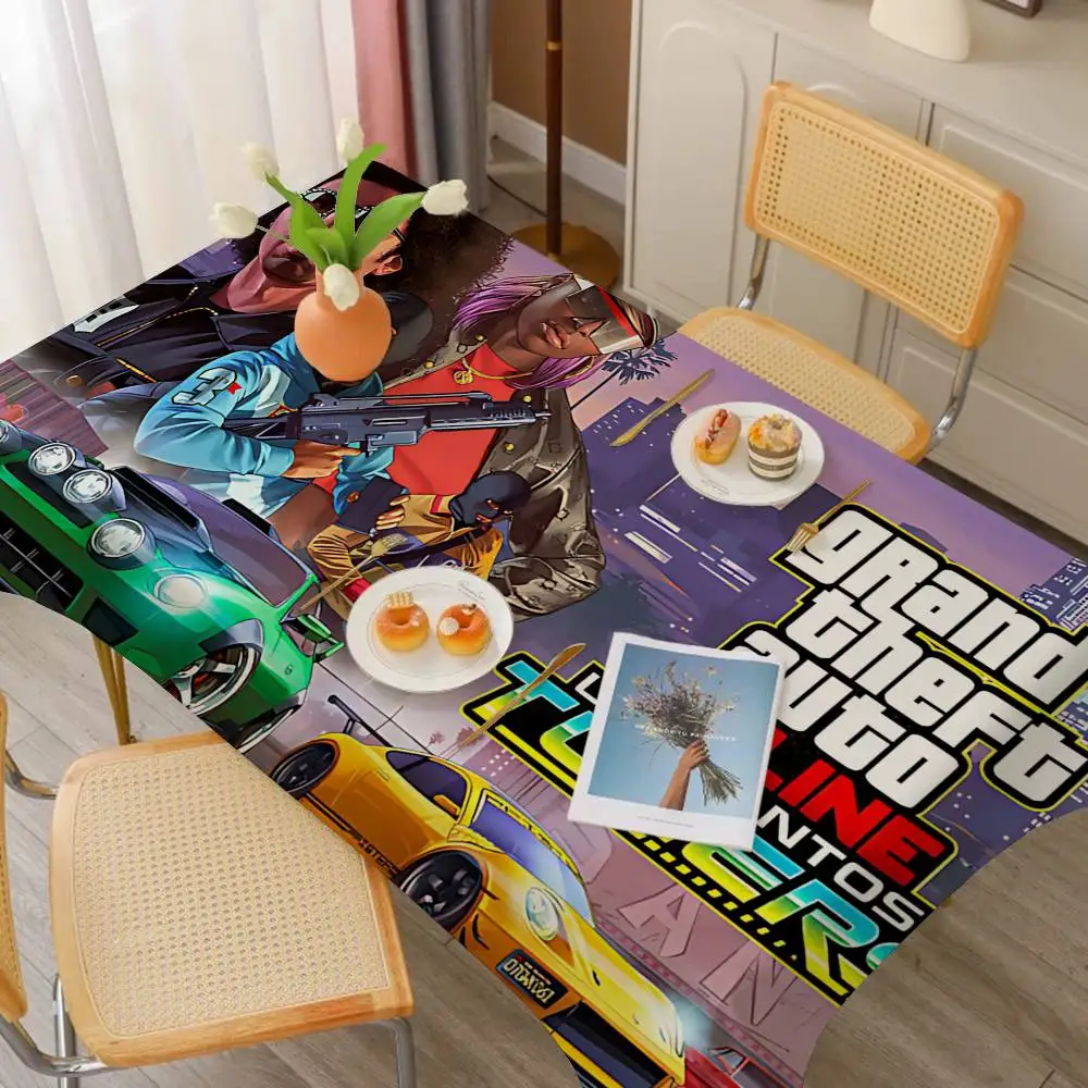 G-Grand GTA Theft Games Autoes مقاوم للماء مستطيل مفرش المائدة فييستا ديكور المنزل غرفة الطعام ديكور قابلة لإعادة الاستخدام الجدول لوازم الحفلات