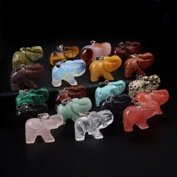 Natural Stone Pendant Animal Elephant Shaped Gemstone Exquisite Charms for Jewelry Making DIY Bracelet Necklace Accessories Gift
