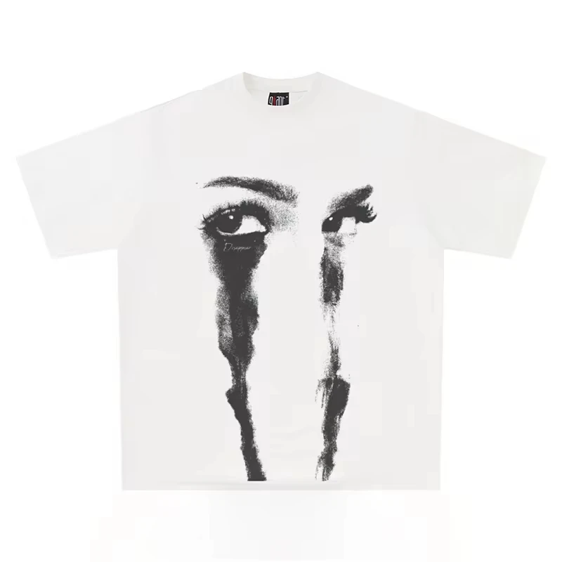 

Welove LIFE CAVEMPT C.E Harajuku Style Depicting Head Print Loose Short Sleeve Top for Men and Women Graphic T Shirts