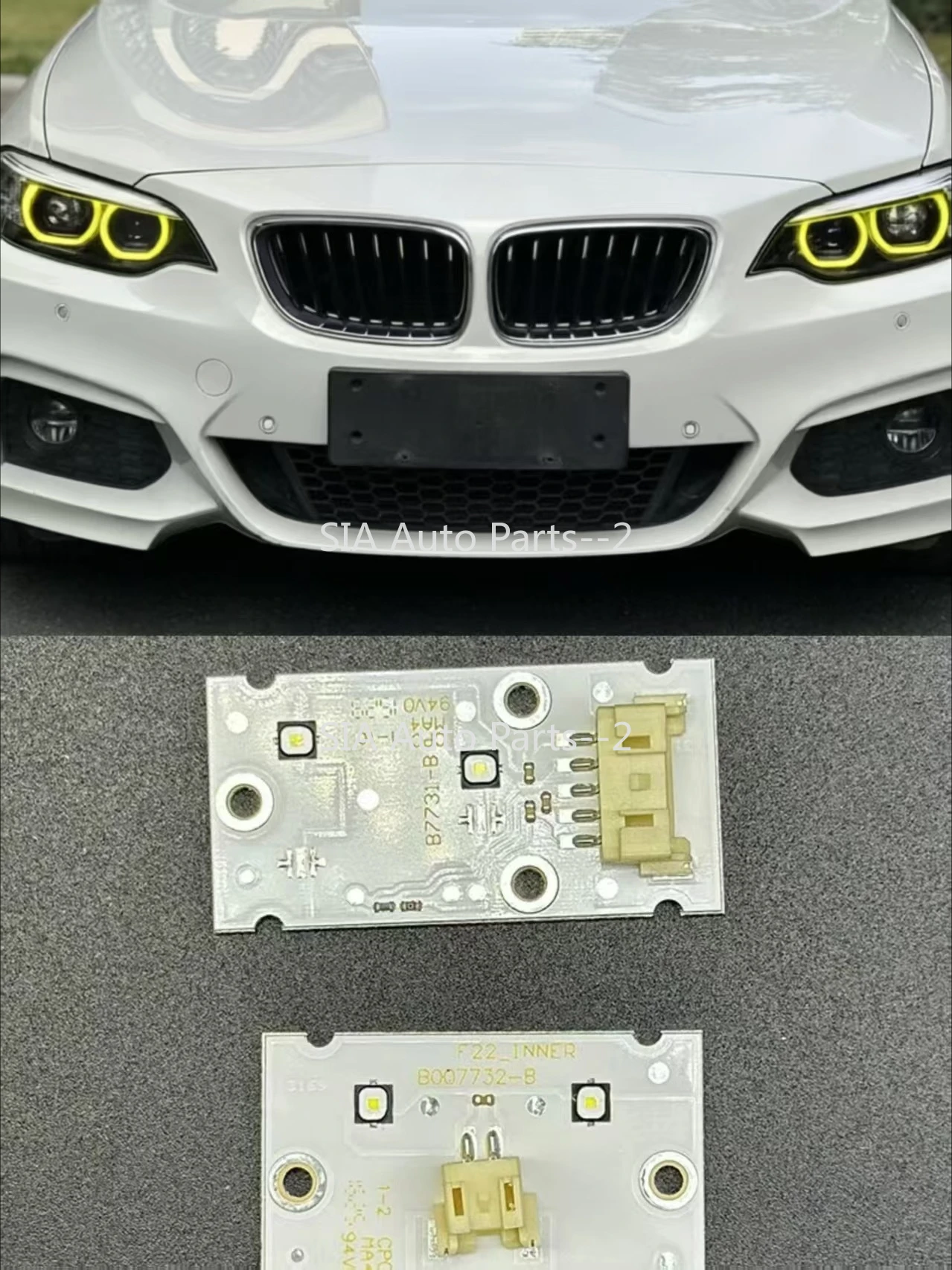 

For BMW 2 Series F22 2014-2017 Lemon Yellow White Angel Eyes DRL LED Chips Boards Headlight Daytime Running Light 63117388923