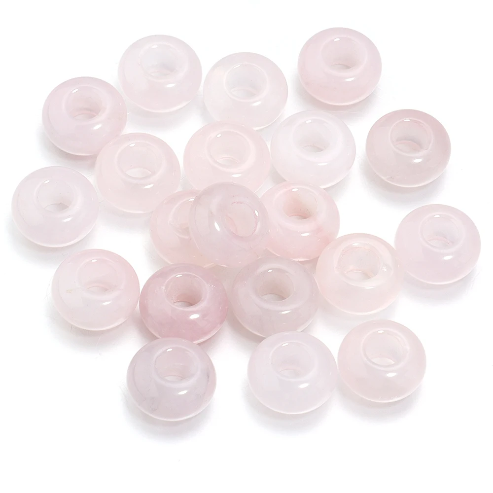 6 stks 14x8mm Natuursteen Kralen Amethist Tijgeroog Agaat Jade Abacus Vorm Big Hole Losse Kralen voor Sieraden Maken DIY Armbanden